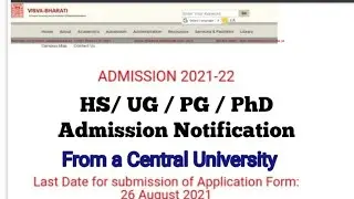 PhD Admission Notification 2021- 2022 from a Central University