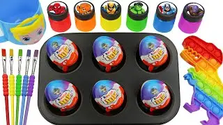 Satisfying Video l How To Make Rainbow Glitter Egg Shiny FROM PlayDoh PopIt Dino & Clay Cutting ASMR