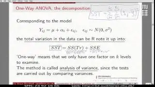 Lect.12C: Computation: Decomposition Of Variance, Anova Table Lecture 12