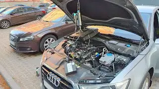 Flushing of direct injection injectors without removing TFSI Audi A6 C7 with LAVR ML101 flushing