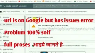 Google search console |url is on Google but has issues error 101% solf |By all in one nadeem