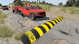Cars vs Massive Speed Bumps and damage roads #74 -  BeamNG.drive | BeamNG-Cars TV live 11