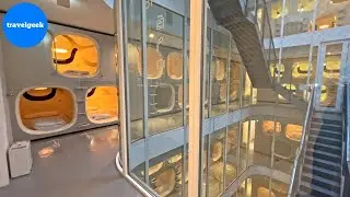 Trying Spaceship-like Capsule Hotel in Tokyo Japan | Nine Hours Otemachi