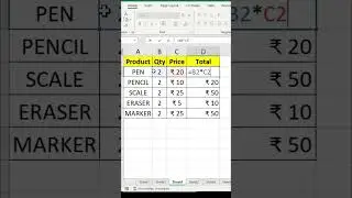 #Shorts | Multiply Numbers in Cell By Using Cell Reference (or) Using Product Function in Excel