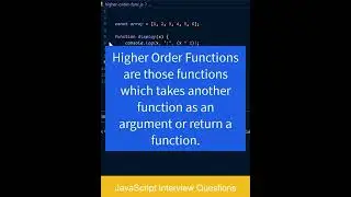 What are Higher Order Functions in JS? | JS Question-9 | #shorts #js #Javascript #programming