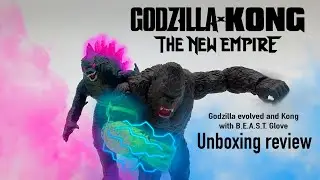 Godzilla x Kong 6” inch Godzilla evolved + Kong with B.E.A.S.T. Glove figures unboxing review