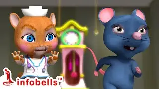 Hickory Dickory Dock - Cat & Mouse | Baby Rhymes & Baby Songs | Infobells