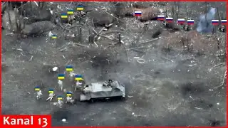 Dismounting armored vehicle, Ukrainian fighters attacked Russian trench - Combat footage