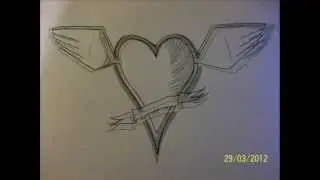 drawing a flying heart in 1 minute