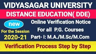 Vidyasagar University Distance PG Admission Documents Verification Process for the Session 2020-21